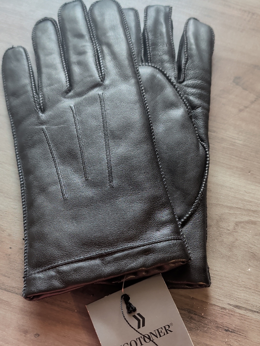 Men's Black Leather Gloves By Isotoner NWT large
